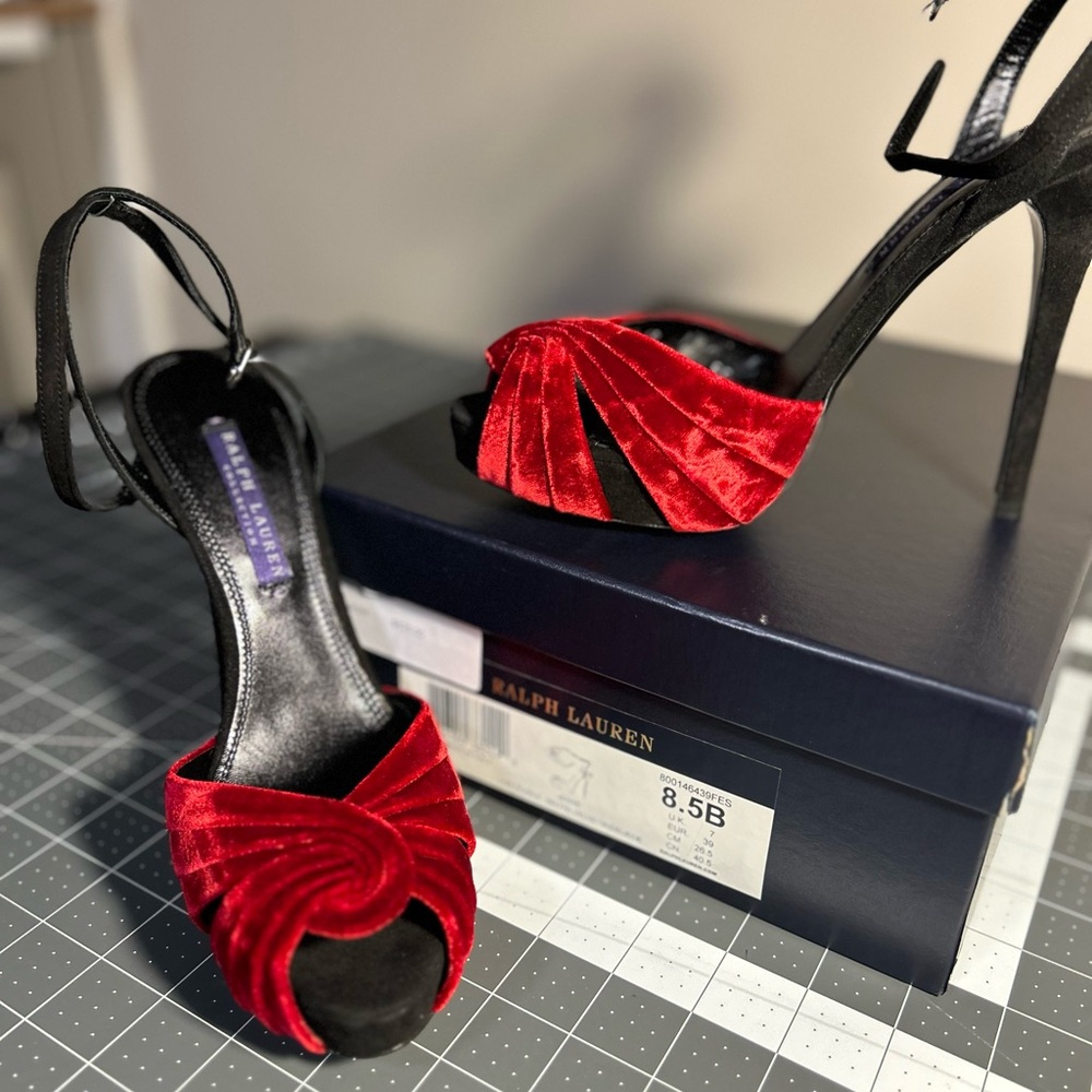 Ralph Lauren Purple Label Red Velvet Shoes